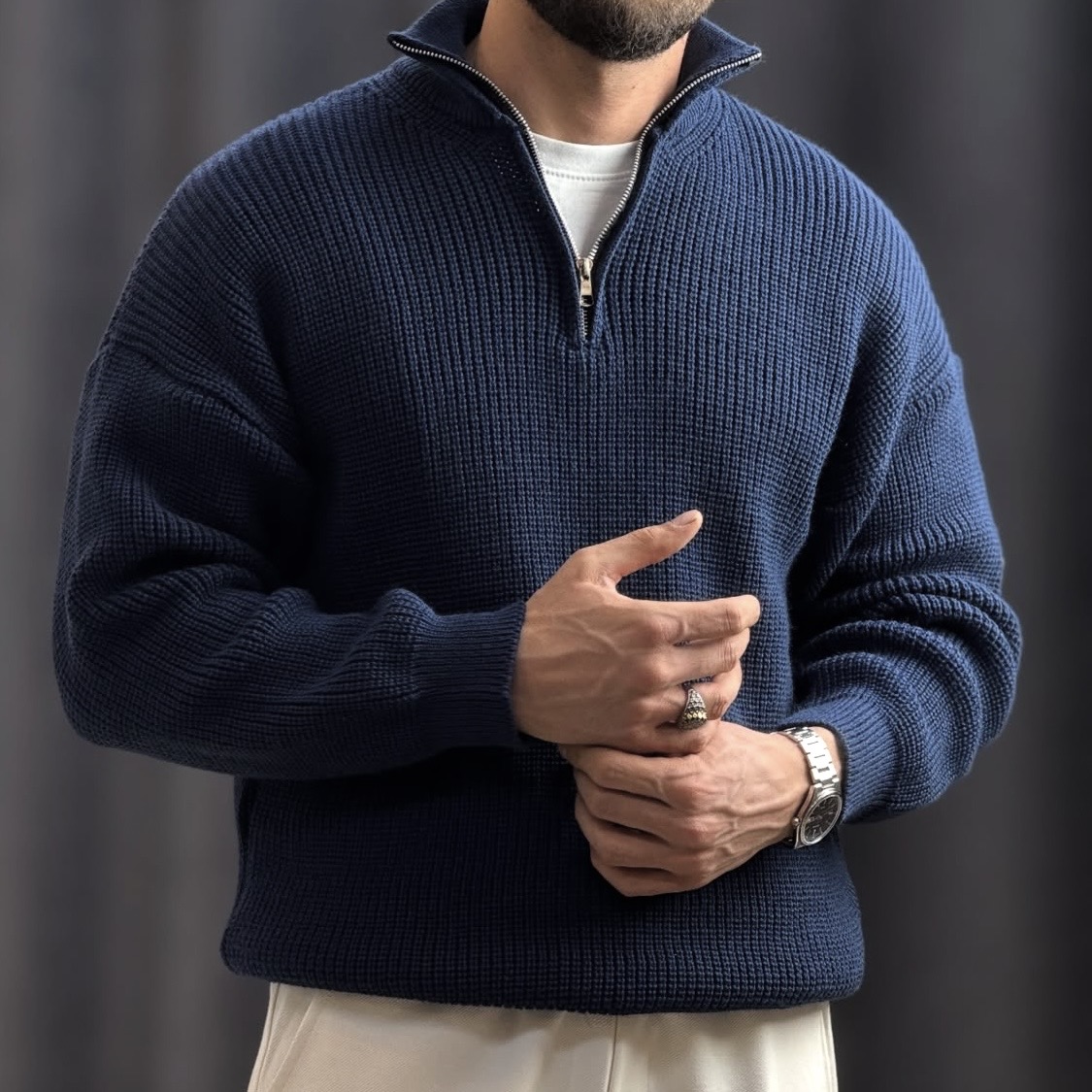 بافت نیم زیپ گرم بالا نرم و لطیف